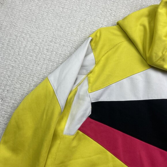 Y2K Volcom Color Blocks Hoodie Skateboards Punk Emo Women Sz L Pink / Yellow - Picture 15 of 16
